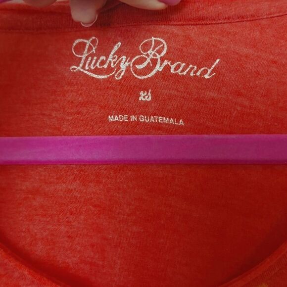 Lucky Brand Orange Cap Sleeve Tee Shirt Size XS - Picture 2 of 8